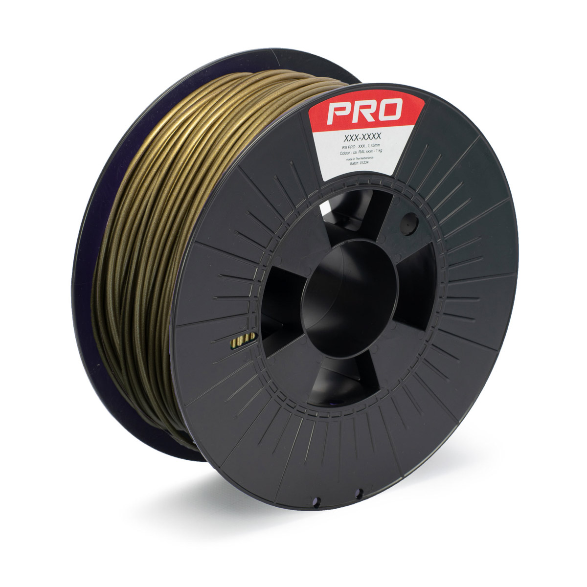 RS PRO 2.85 mm Gold PLA 3D Printer Filament, 1 kg