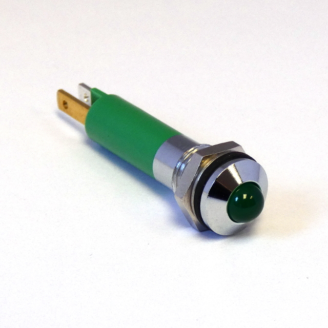 CML Innovative Technologies LED Prominent Panel Indicator, Green Panel Mount Indicator, Tab Termination 12V 25 mA, IP67,
