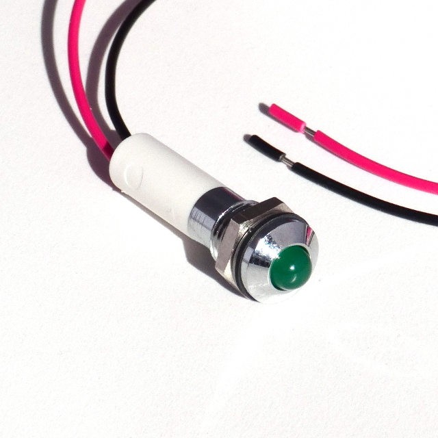 CML Innovative Technologies 1904X Series LED Panel Mount Indicator with Lead, Green Panel Mount Indicator, Wire