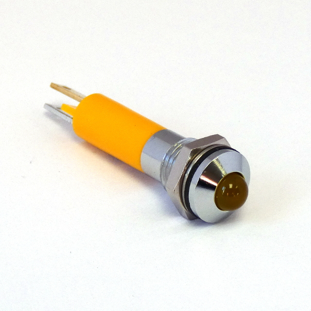 CML Innovative Technologies 1904X Series, Yellow Panel Mount Indicator, Tab Termination 12V dc, IP67, 8 mm