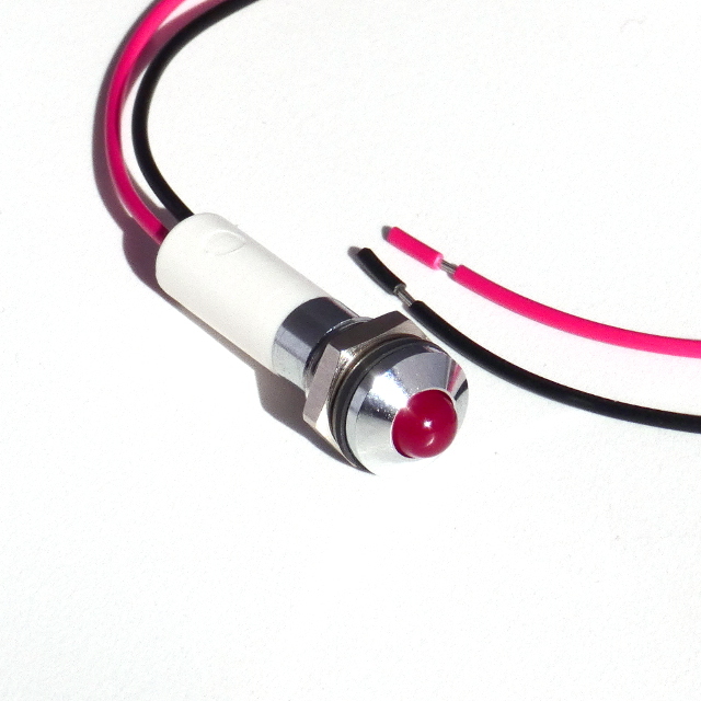CML Innovative Technologies LED Panel Mount Indicator with Lead, Red Panel Mount Indicator, Wire Termination 24V dc 20