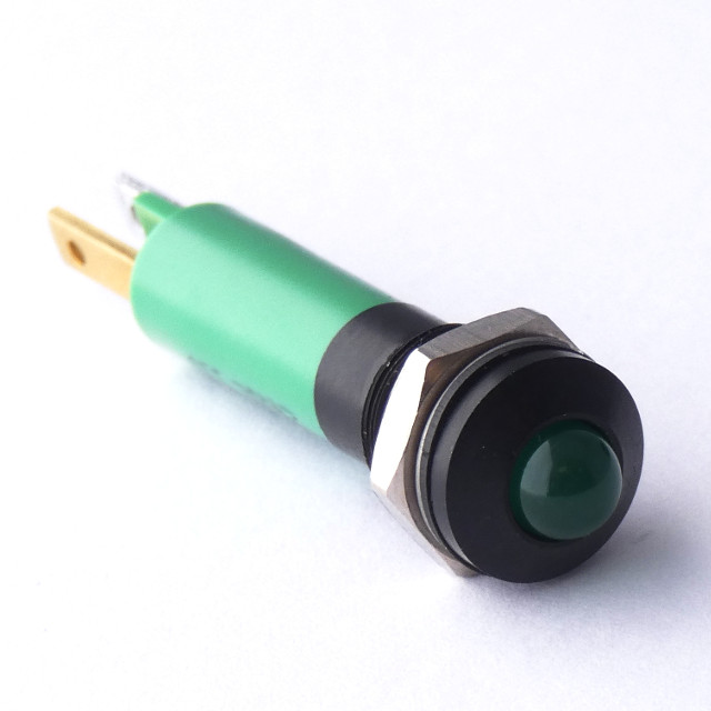 CML Innovative Technologies 1904X Series LED Prominent Panel Indicator, Green Panel Mount Indicator, Tab Termination 12V