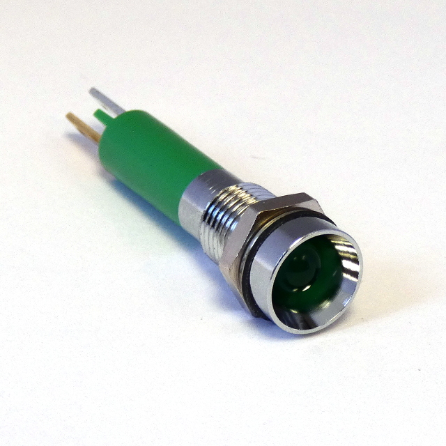 CML Innovative Technologies 1905X Series LED Recessed Panel Indicator, Green Panel Mount Indicator, Tab Termination 12V