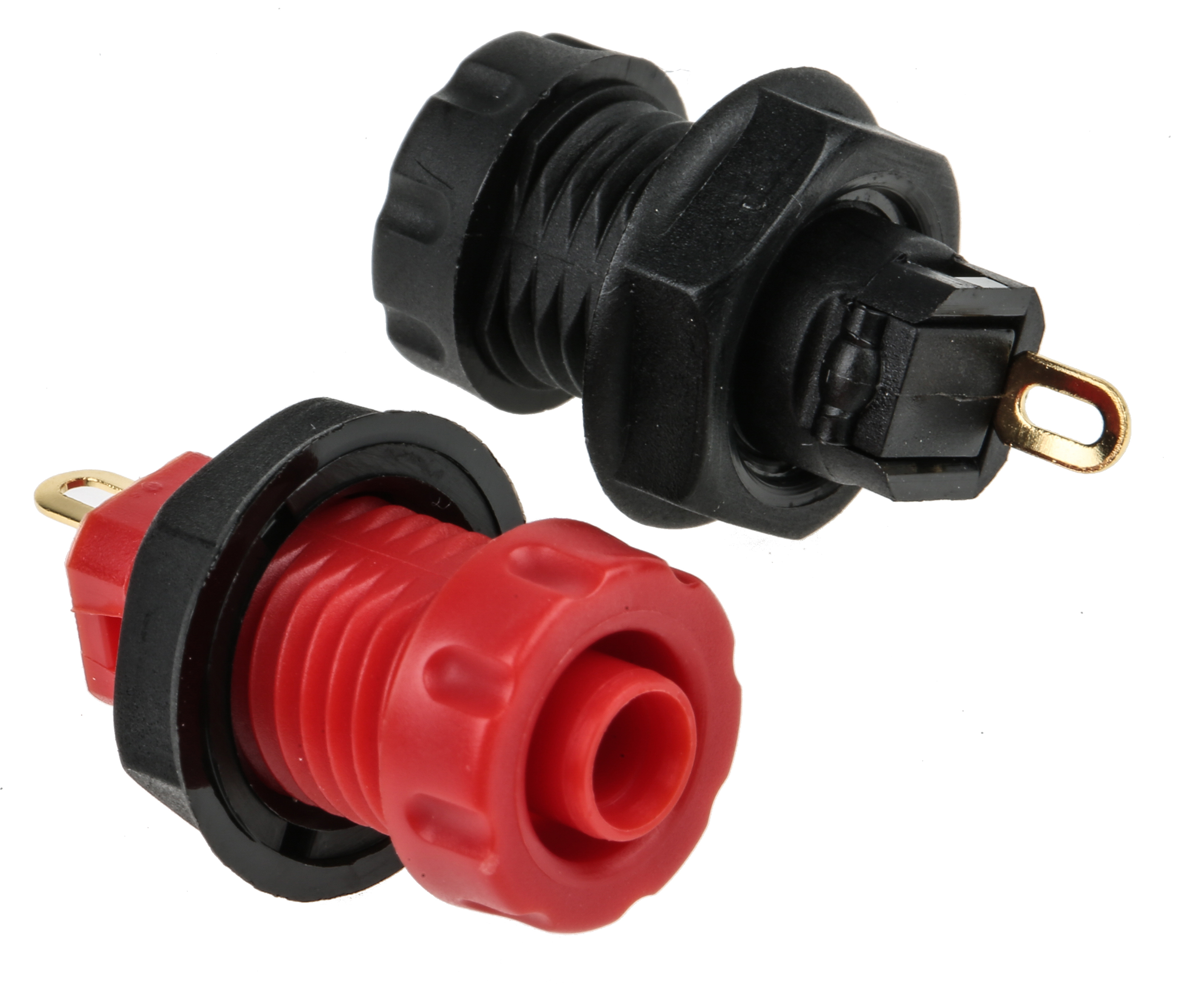 RS PRO, Black, Red 30A Banana Socket and Gold Plated