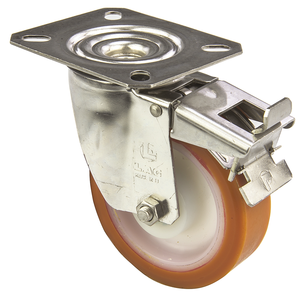 19105-fr LAG Braked Swivel Castor, 150 kg Capacity, 100 mm Wheel