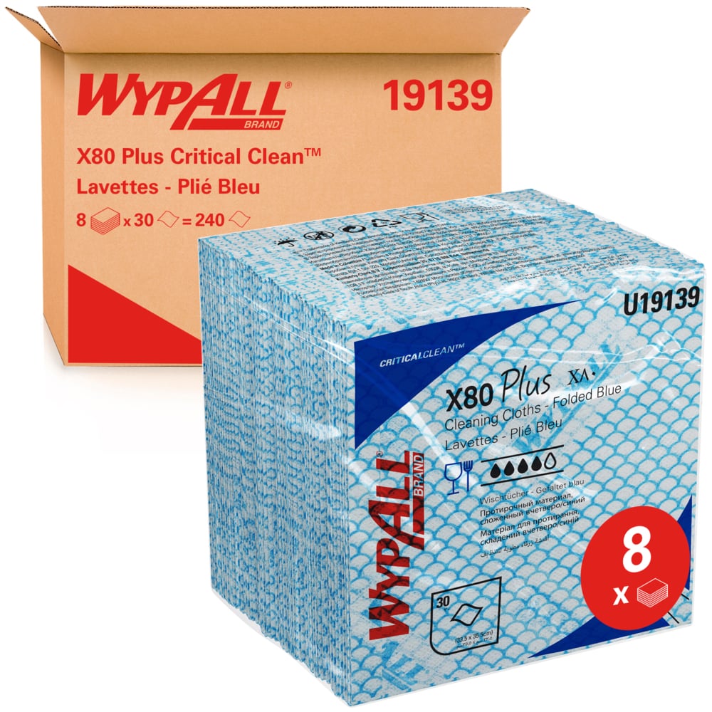 WYPALL WYPALL Blue Cloths for Industrial Cleaning, Dry Use, Pack of 30 Per Pack, 355 x 335 mm, Repeat Use