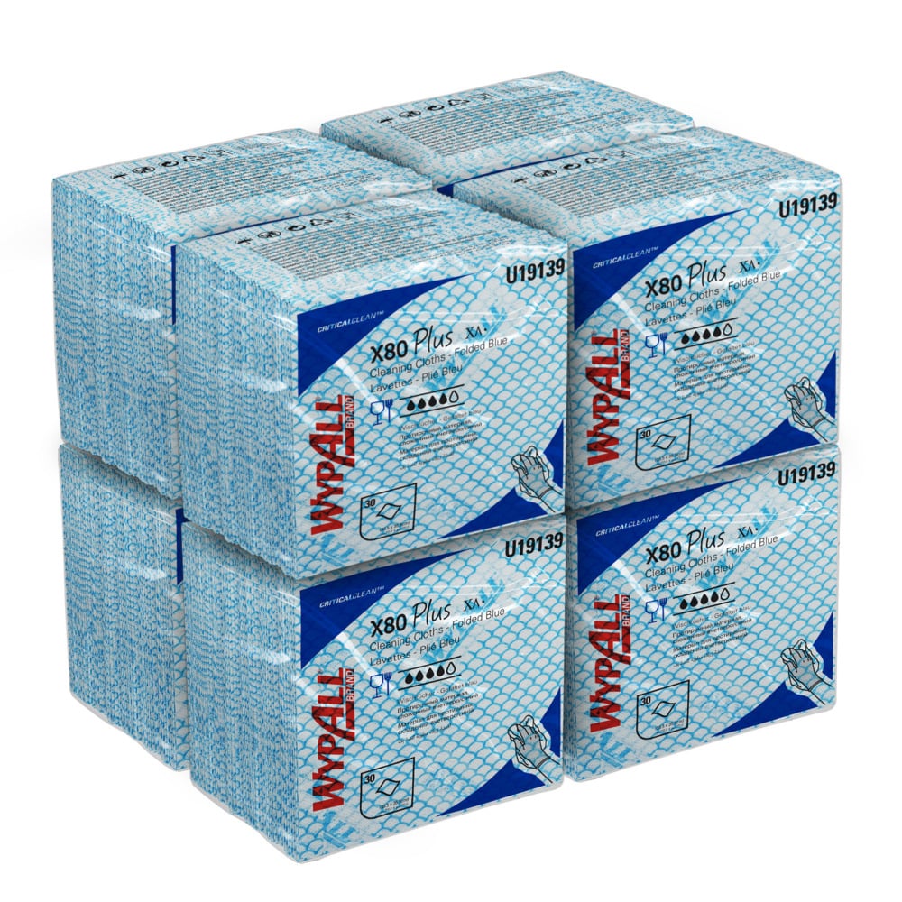 19139 WYPALL WYPALL Blue Cloths for Industrial Cleaning, Dry Use, Pack of 30 Per Pack, 355 x 335 mm, Repeat Use