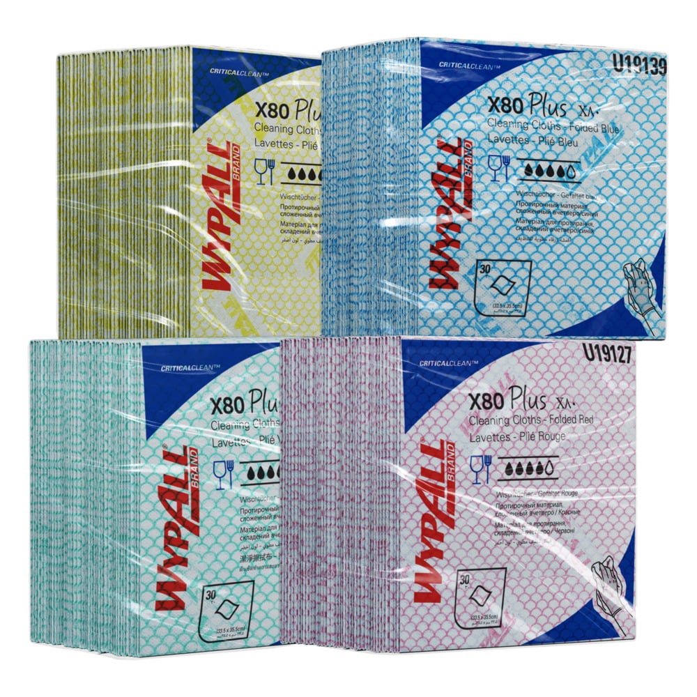 19139 WYPALL WYPALL Blue Cloths for Industrial Cleaning, Dry Use, Pack of 30 Per Pack, 355 x 335 mm, Repeat Use