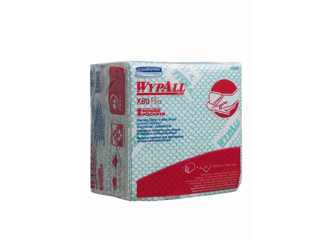 WYPALL WYPALL Green Cloths for Cleaning, Dry Use, Pack of 30 Per Pack, 350 x 340 mm, Repeat Use