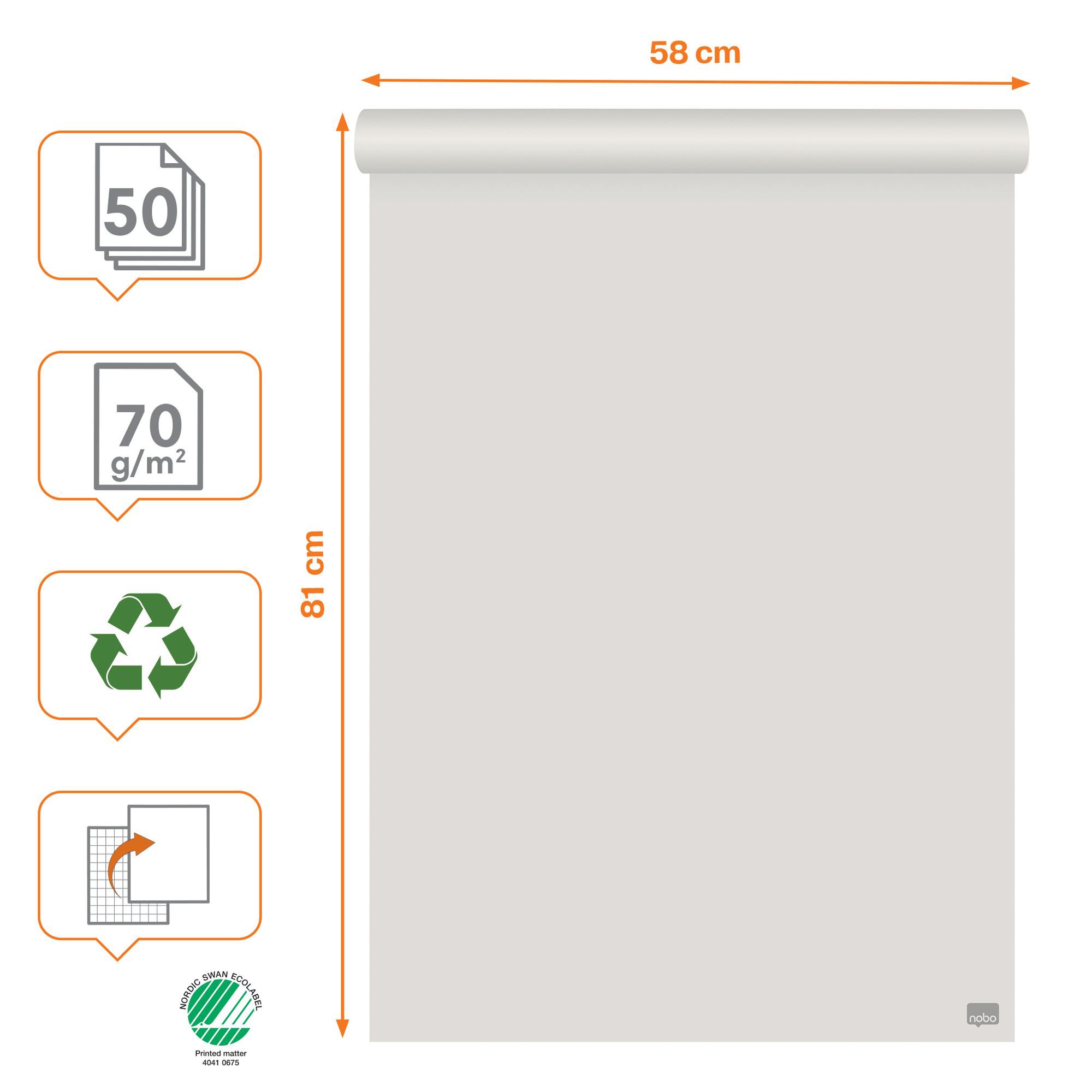 Nobo Plain 58 x 81 cm Flip Chart, 50 Sheets