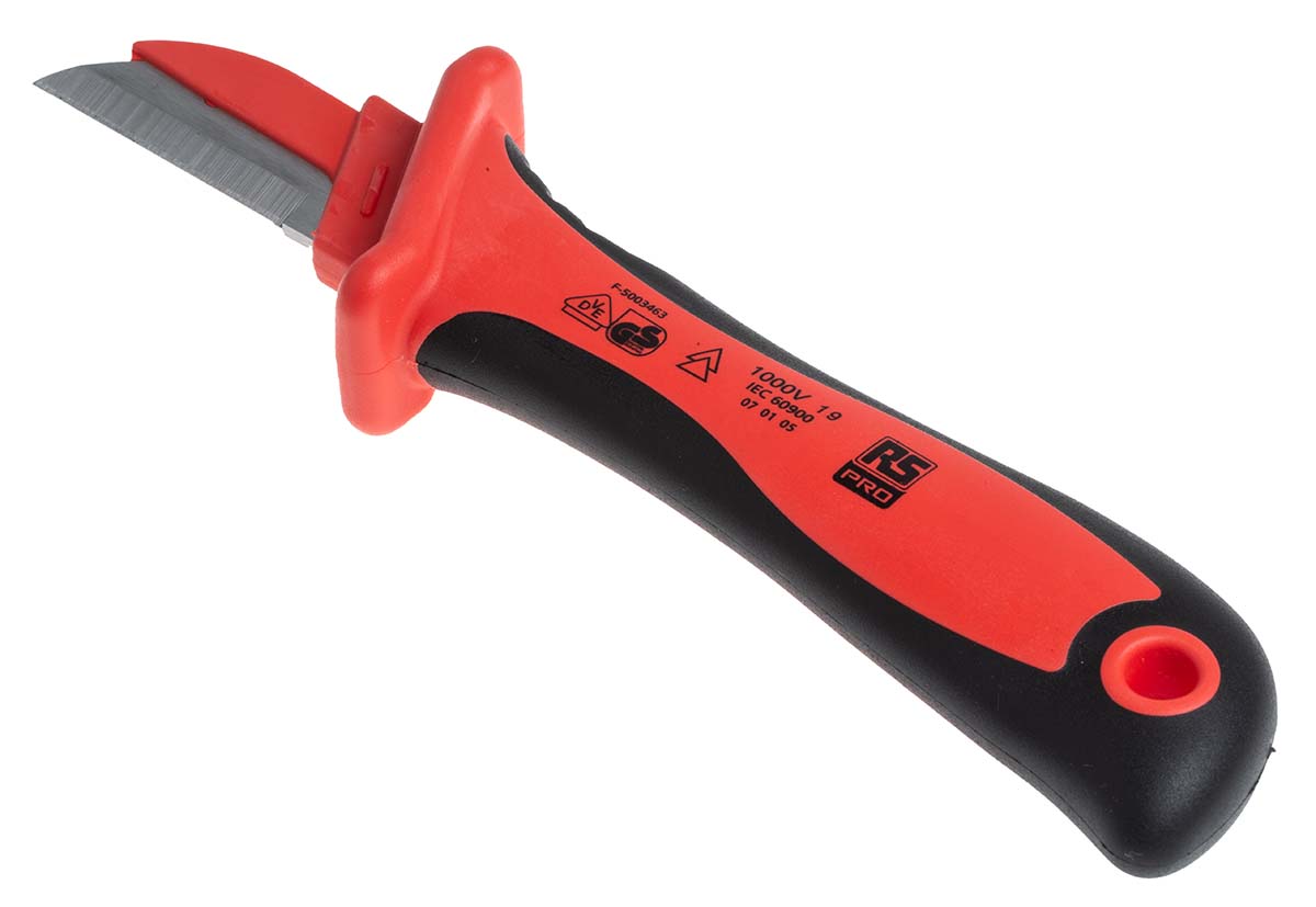 192-3674 RS PRO Cable Knife VDE/1000V Approved, 220 mm Overall, 44 mm Blade Stainless Steel