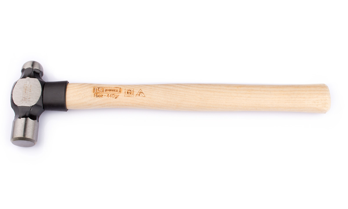 RS PRO Steel Head Ball-Pein Hammer with Ash Wood Handle, 16 oz