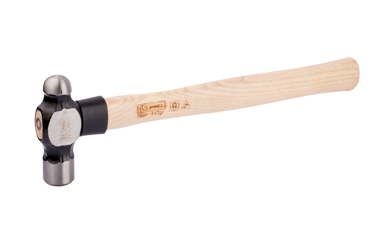 192-3683 RS PRO Steel Head Ball-Pein Hammer with Ash Wood Handle, 16 oz