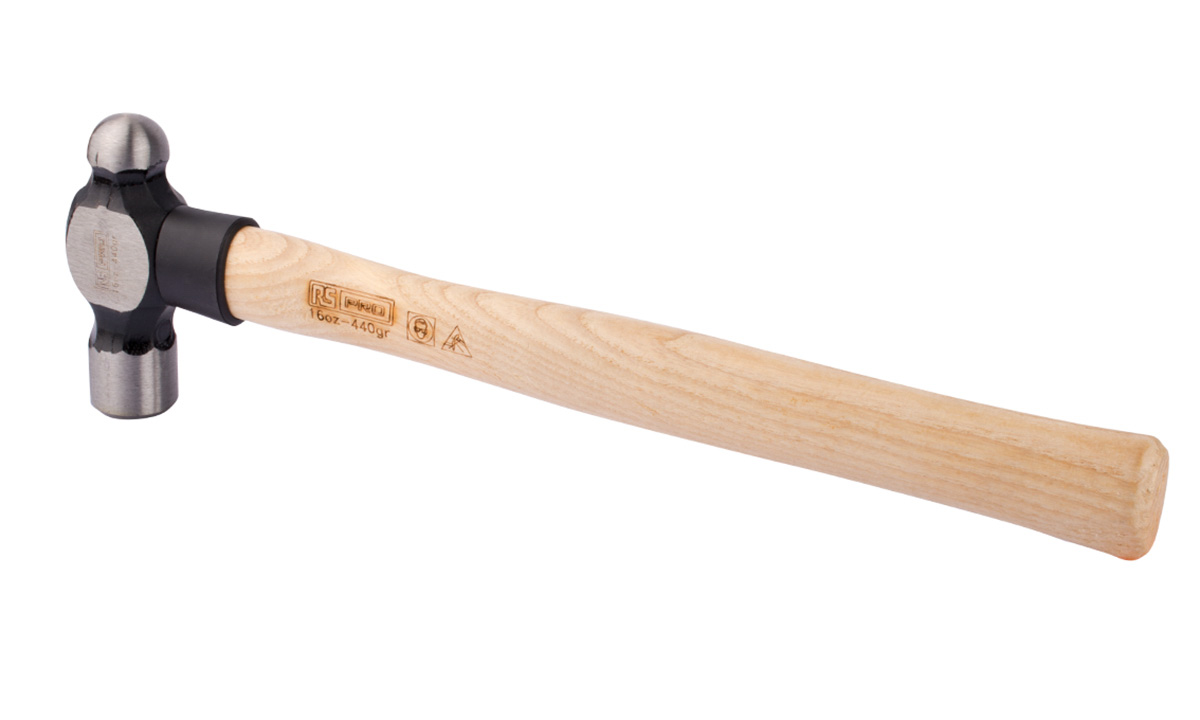192-3683 RS PRO Steel Head Ball-Pein Hammer with Ash Wood Handle, 16 oz
