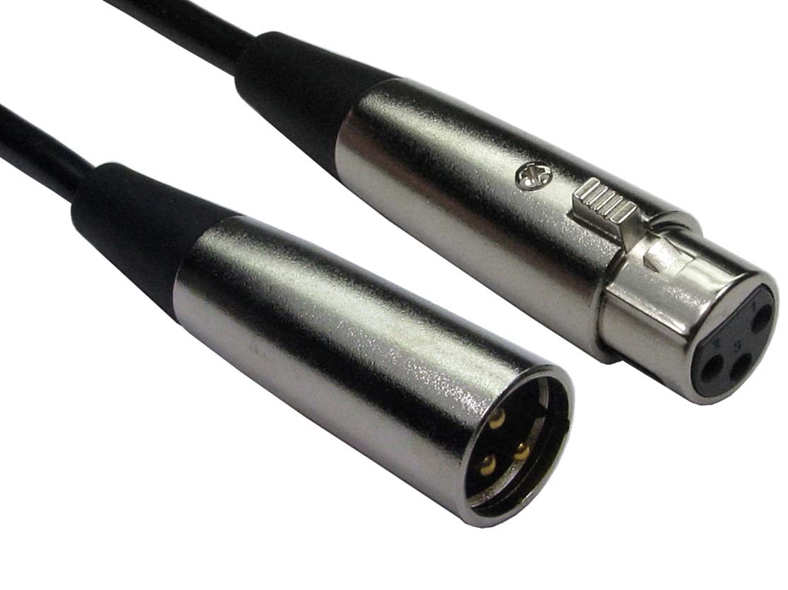 RS PRO Male XLR3 to Female XLR3 XLR Cable, Black, 0.5 m