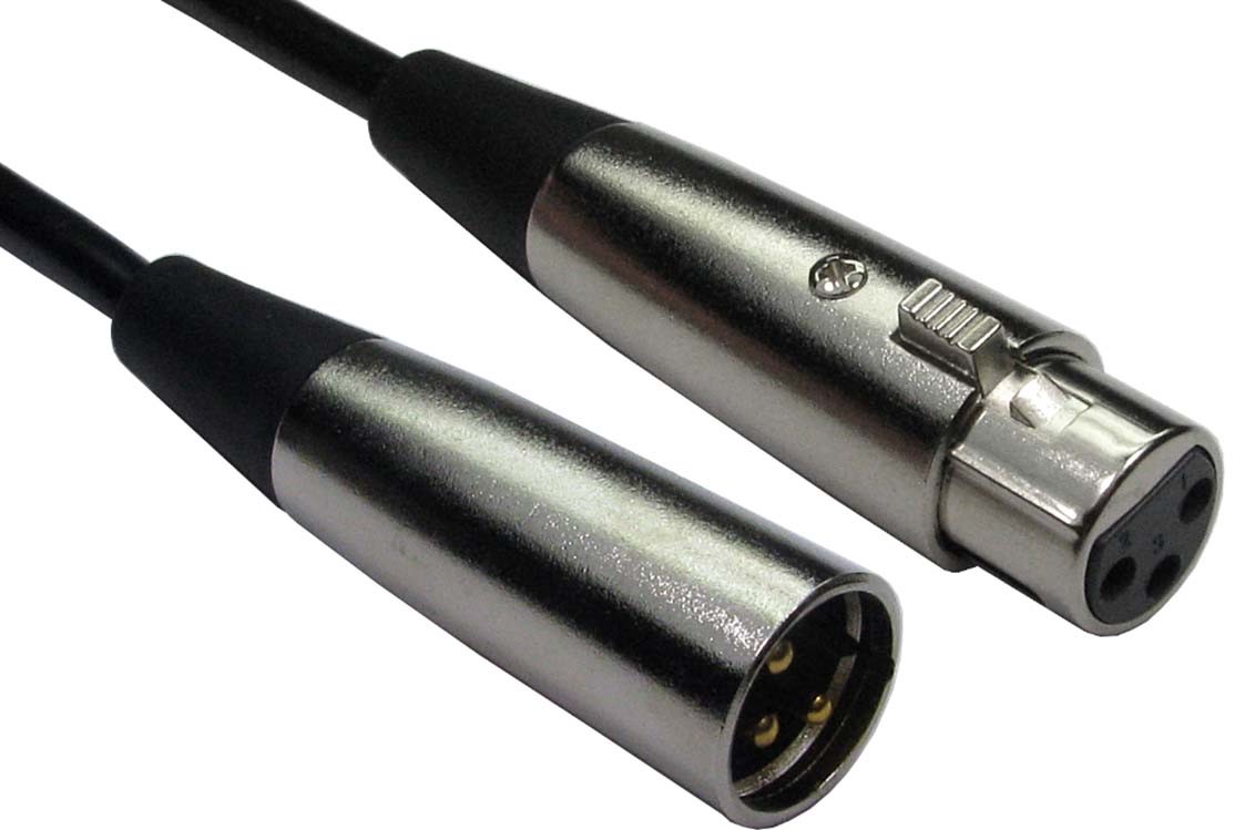RS PRO Male XLR3 to Female XLR3 XLR Cable, Black, 1 m