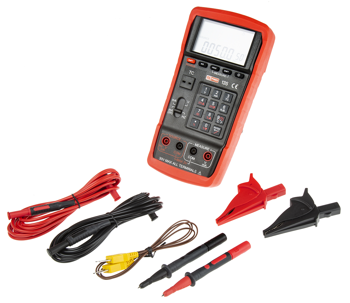 192-5804 RS PRO RS 135 Multi-Function Calibrator, 24 mA, 24V 214 mm 98.7 mm 56mm - RSCAL