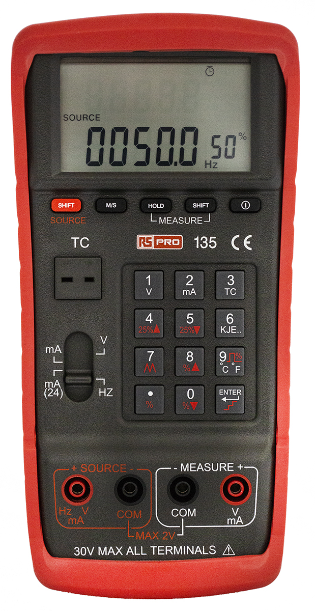 RS PRO RS 135 Multi-Function Calibrator, 24 mA, 24V 214 mm 98.7 mm 56mm - UKAS
