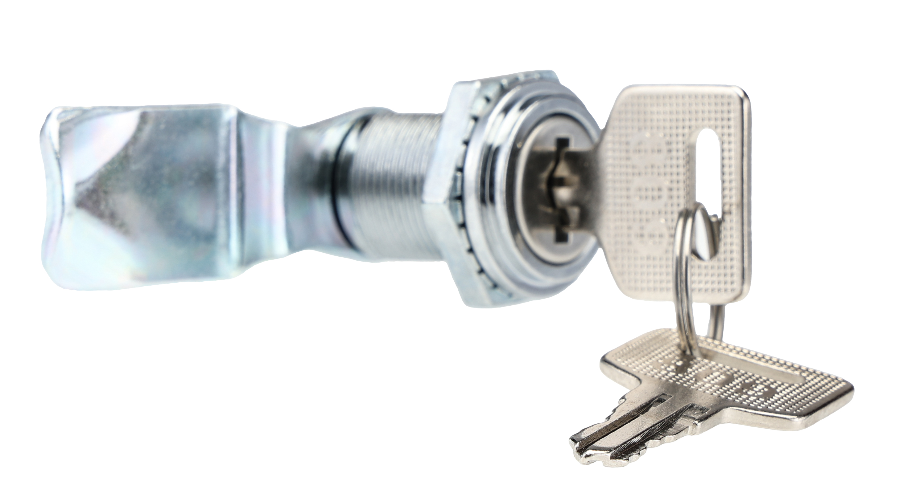 192-9655 RS PRO Silver Die Cast Cabinet Lock, 20 mm Panel-to-Tongue 16.5 mm, Key Unlock