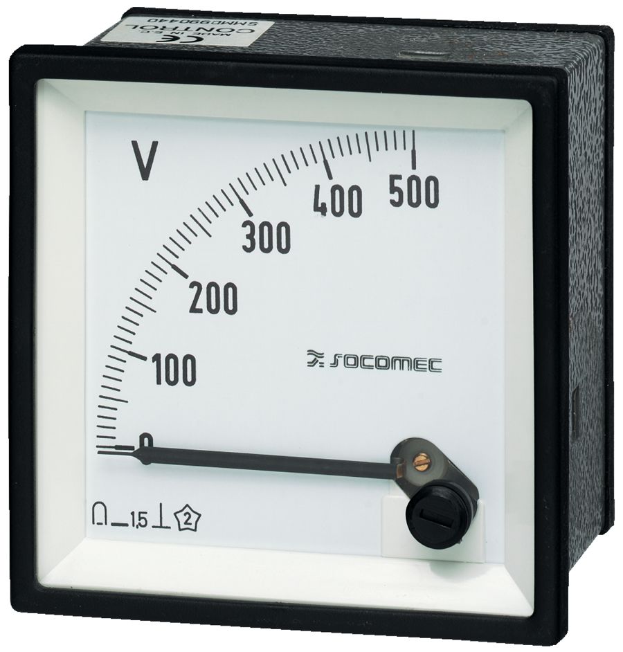 Socomec 192 g Series Analogue Voltmeter DC, 72 mm, 72 mm