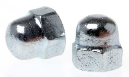 RS PRO, Bright Zinc Steel Dome Nut, DIN 1587, Metric