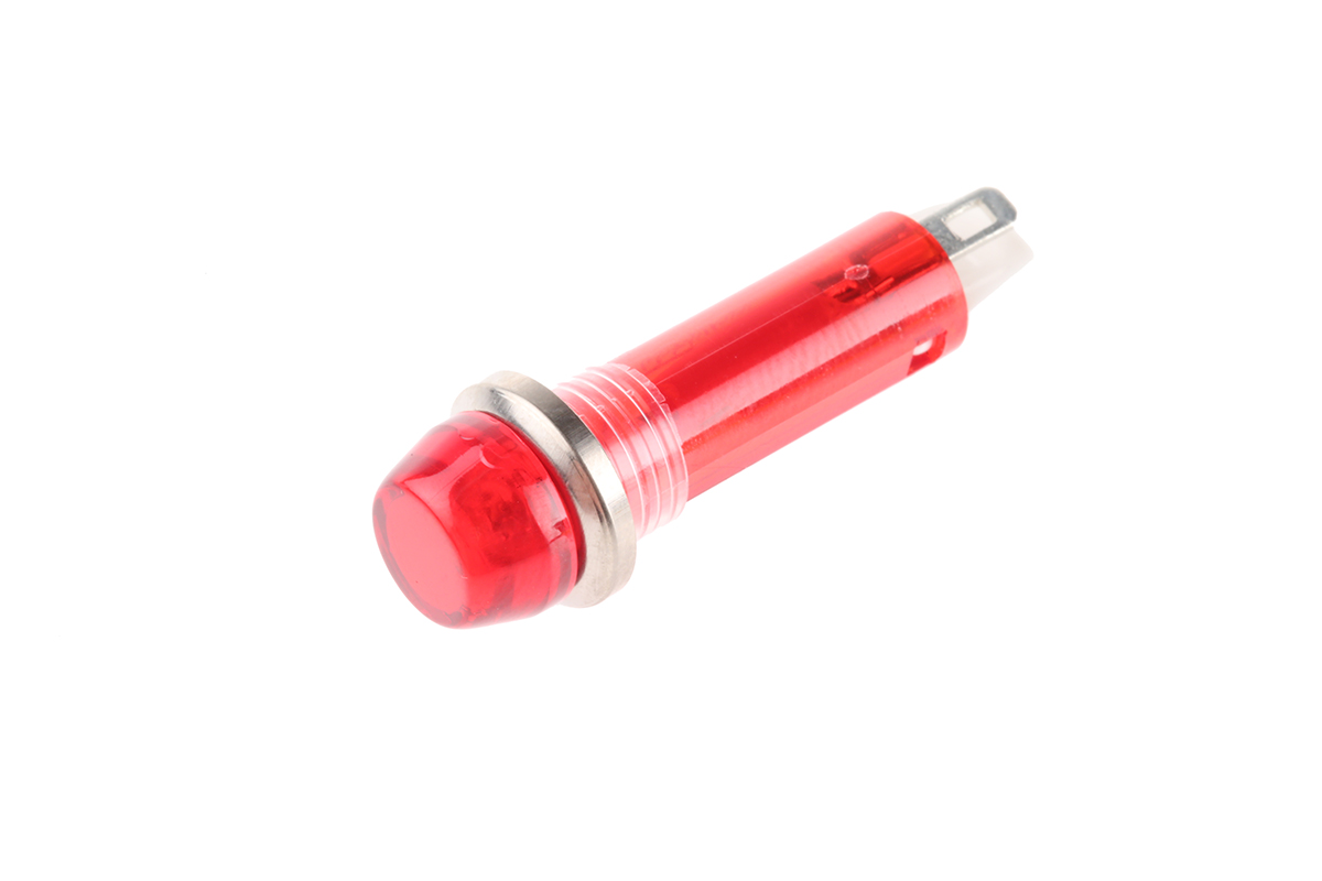 CAMDENBOSS Red Panel Mount Indicator, 125V, 8mm Mounting Hole Size, Solder Tab Termination