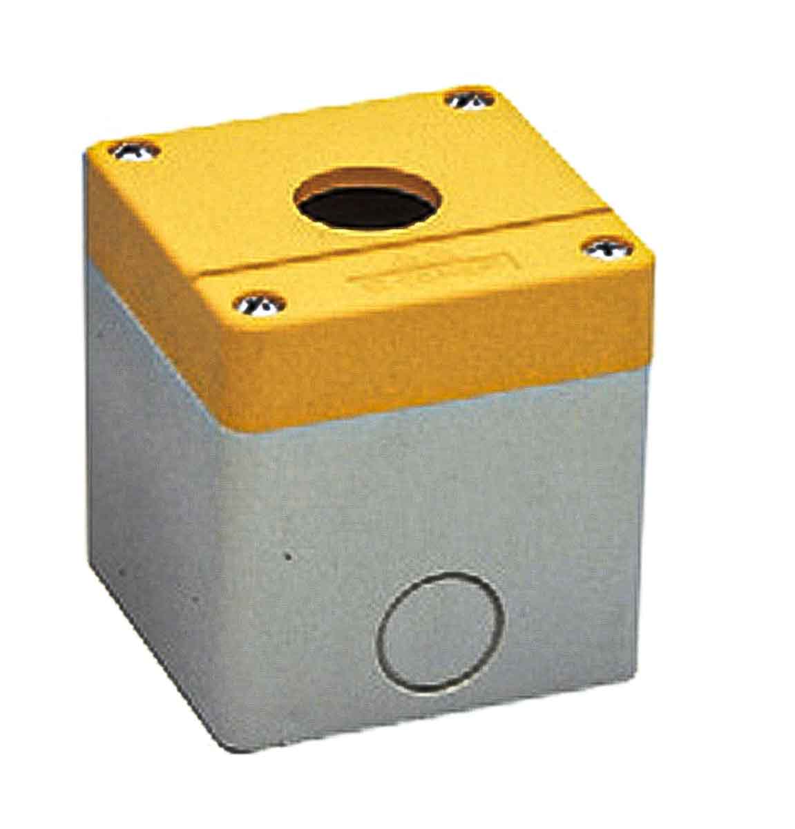 RS PRO Grey, Yellow ABS CCS Push Button Enclosure - 1 Hole 22 mm Diameter