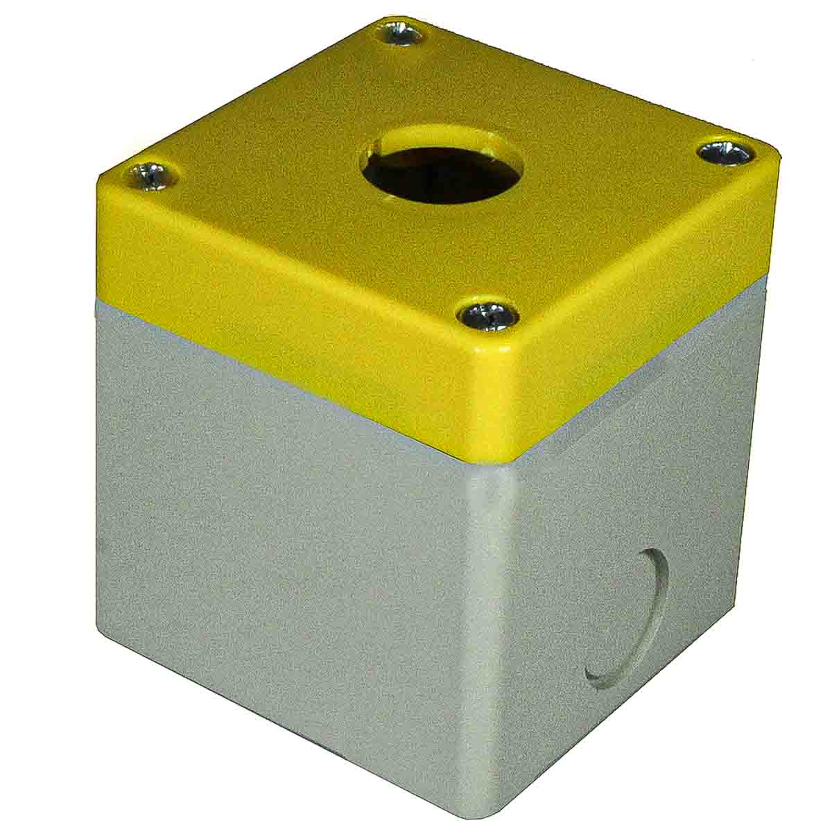 RS PRO Grey, Yellow ABS CCS Push Button Enclosure - 1 Hole 22 mm Diameter