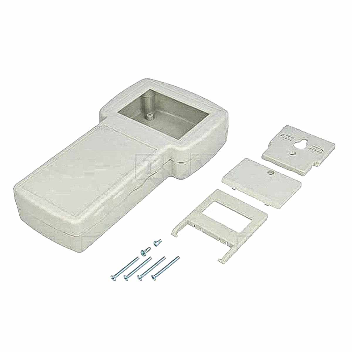 RS PRO 2970 Series Grey ABS Handheld Enclosure Integral Battery Compartment Display Window, IP54, 210 mm x 41 mm x, 110