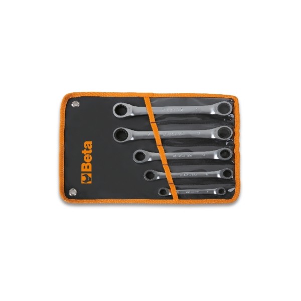 BETA 5-Piece Ratchet Spanner Set, 14 x 15 mm, 8 x 10 mm, 17 x 19 mm, 16 x 18 mm, 12 x 13 mm, Chrome Vanadium Steel