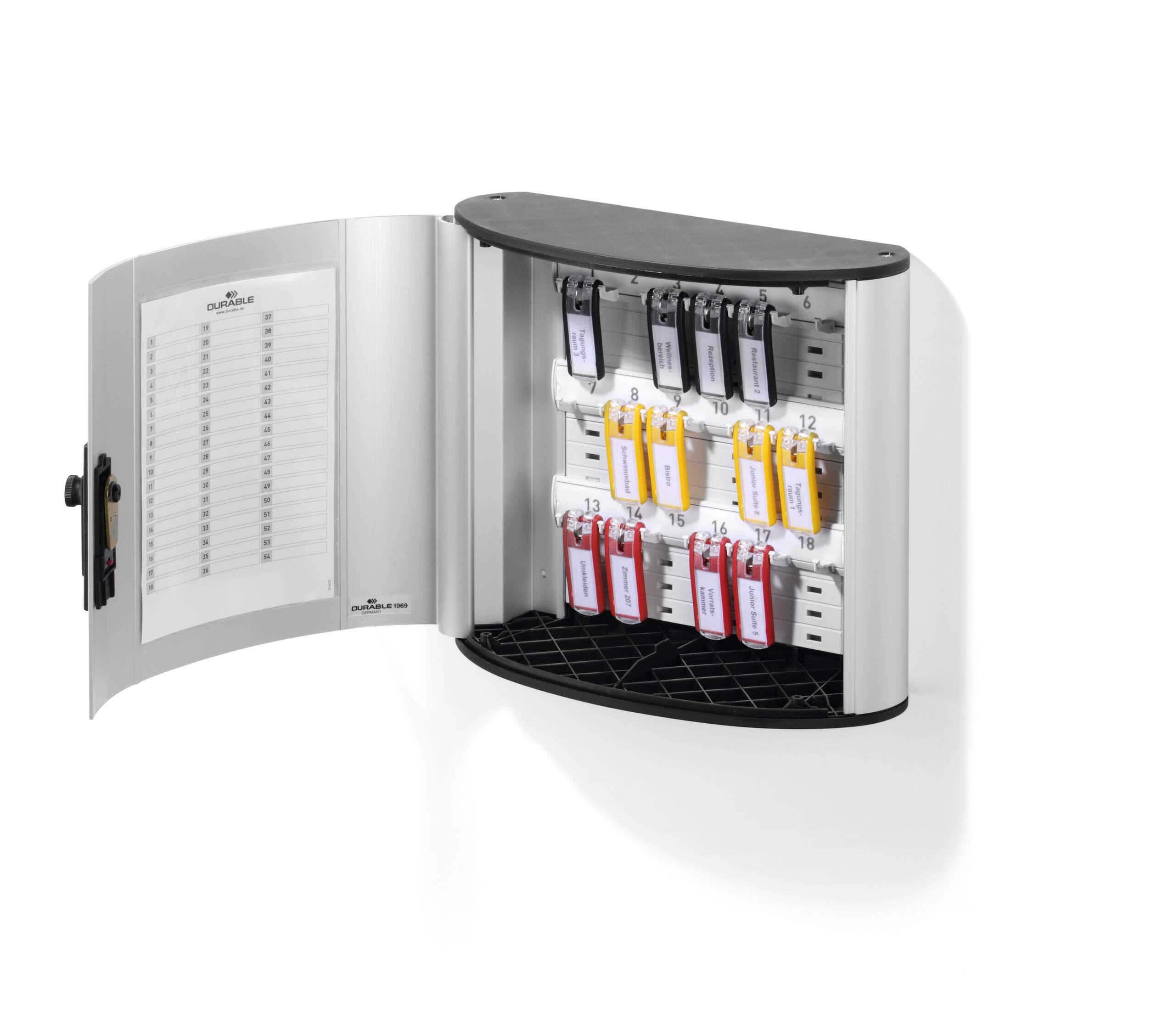 196923 Durable  Silver Aluminium Key Cabinet Wall
