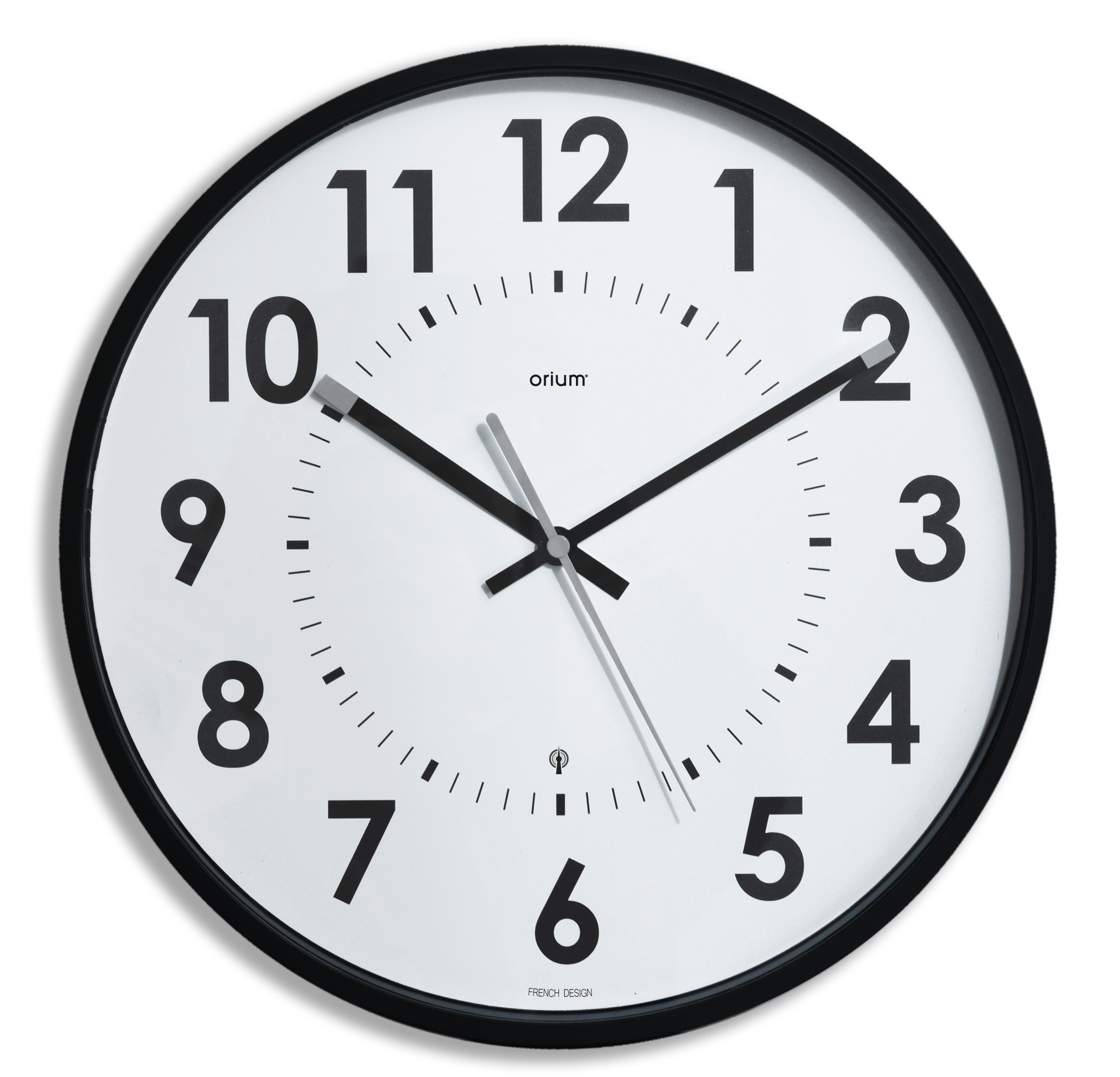 Orium Black Radio Controlled Analog Wall Clock, 30cm Diameter