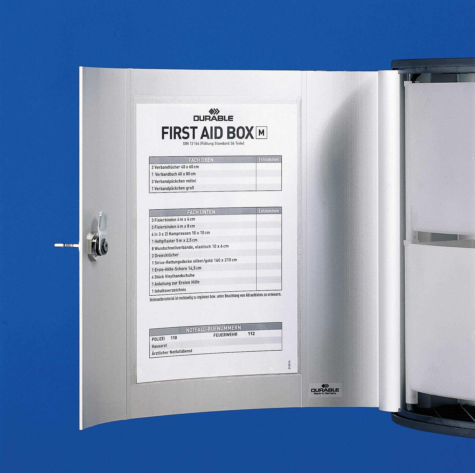 197023 Durable FIRST AID BOX M First Aid Cabinet 280 mm x 302 mm x 118 mm