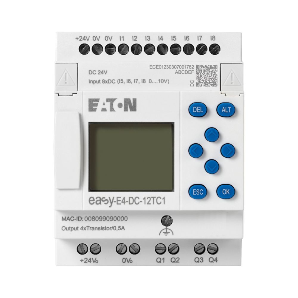 197213-easy-e4-dc-12tc1 Eaton easyE4 Series Logic Module, Transistor Output, 8-Input, Analogue Input