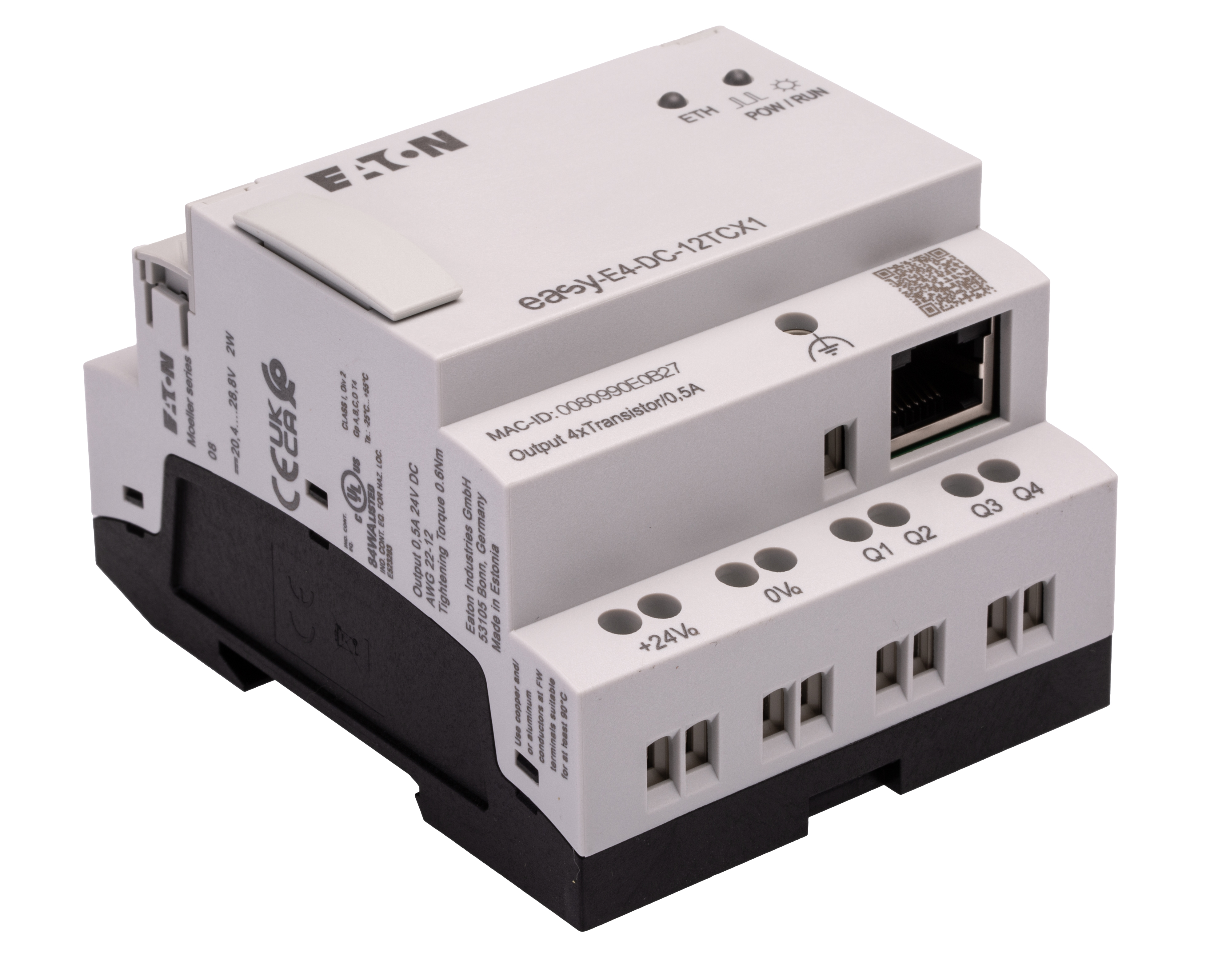 197214-easy-e4-dc-12tcx1 Eaton easyE4 Series Logic Module, Transistor Output, 8-Input, Analogue Input