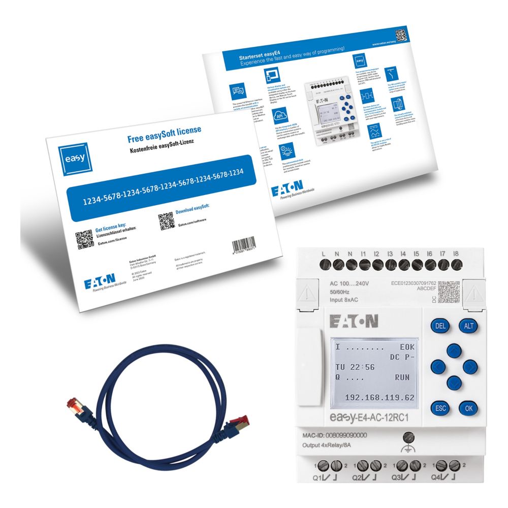 197229-easy-box-e4-ac1 Eaton easyE4 Series Starter Kit, Relay Output, 8-Input, Digital Input