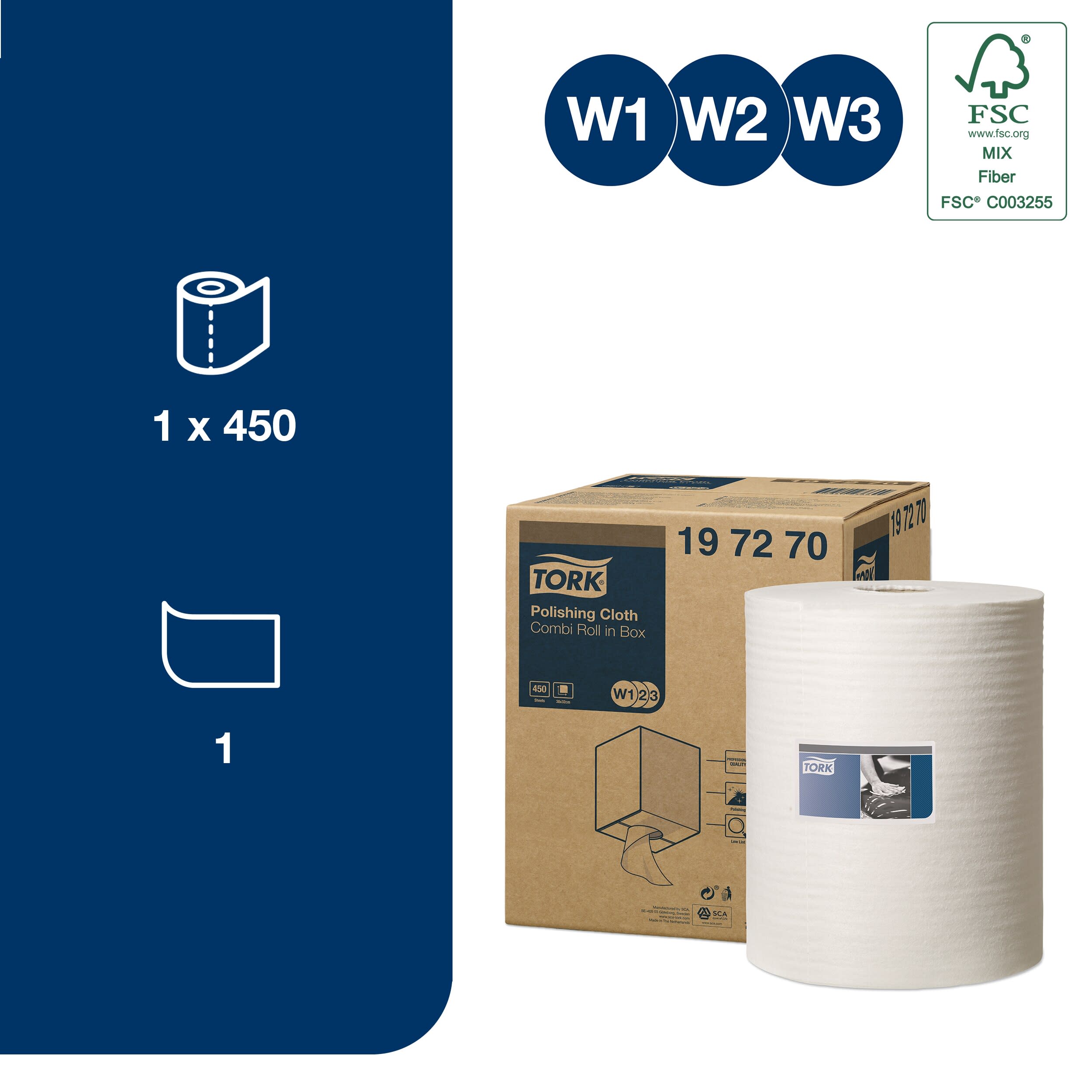 197270 Tork Tork Dry Multi-Purpose, Roll of, 171 m x 315 mm 450 Per Pack