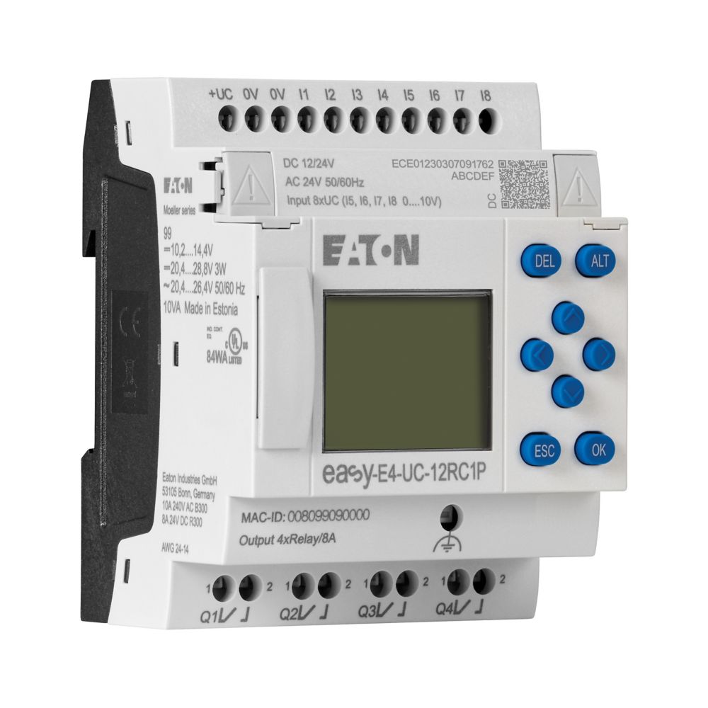 197504-easy-e4-uc-12rc1p Eaton EasyE4 Series Control Relay, Relay Output, 4-Input, Analogue Input