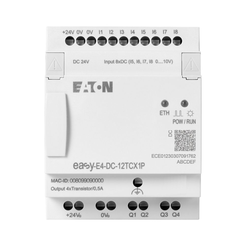 197507-easy-e4-dc-12tcx1p Eaton easyE4 Series Control Relay, Relay Output, 4-Input, Analogue Input