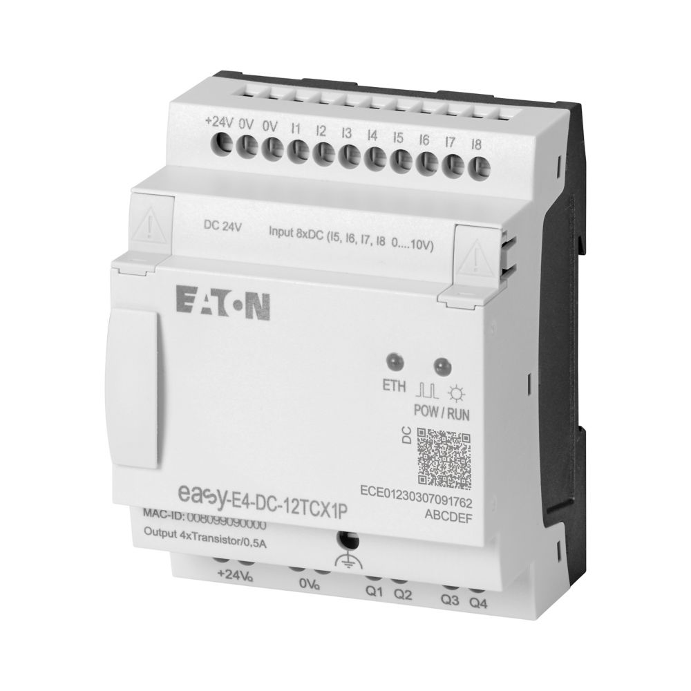 197507-easy-e4-dc-12tcx1p Eaton easyE4 Series Control Relay, Relay Output, 4-Input, Analogue Input