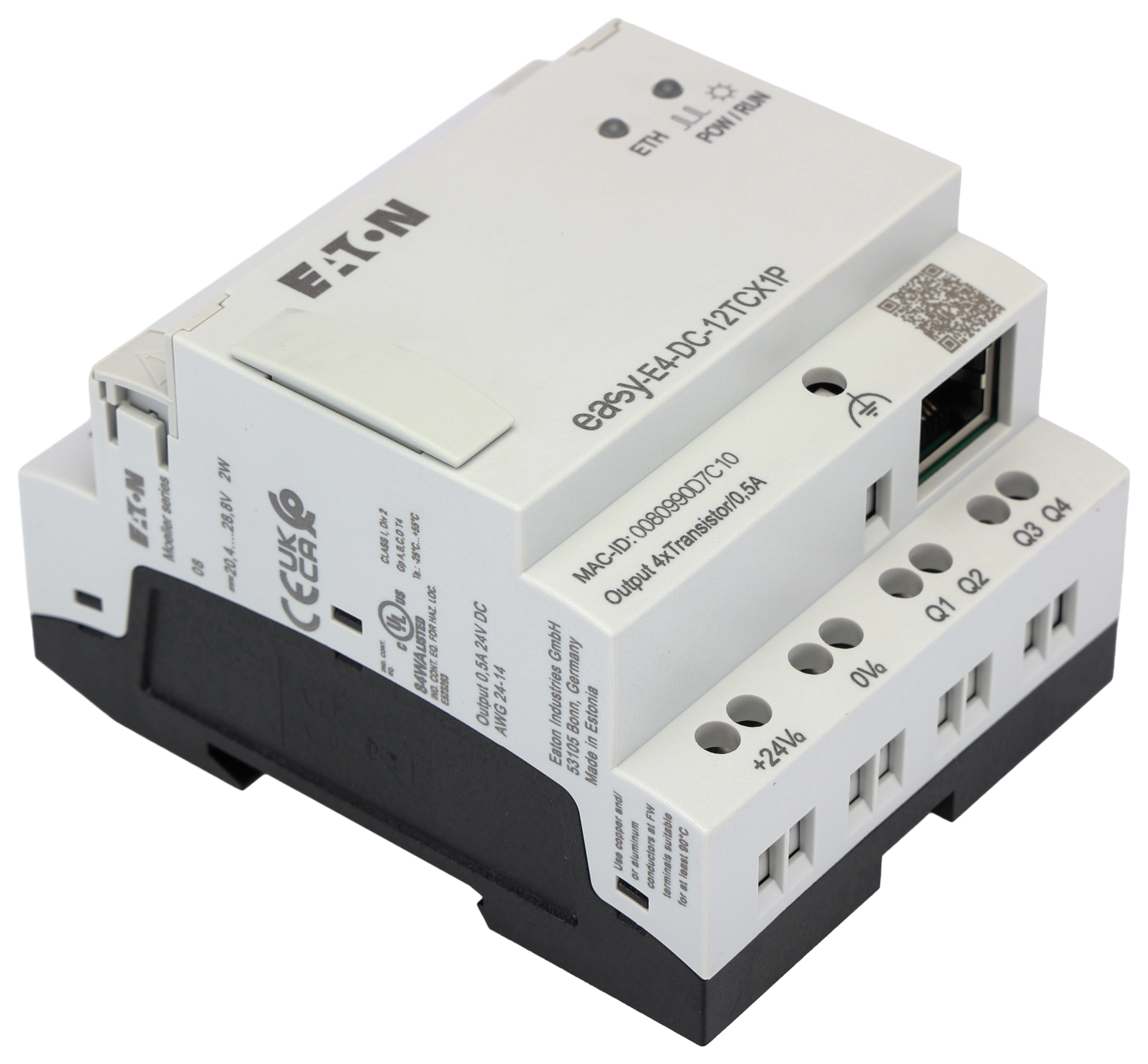 197507-easy-e4-dc-12tcx1p Eaton easyE4 Series Control Relay, Relay Output, 4-Input, Analogue Input