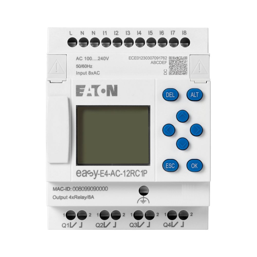 197508-easy-e4-ac-12rc1p Eaton EasyE4 Series Control Relay, Relay Output, 4-Input, Analogue Input