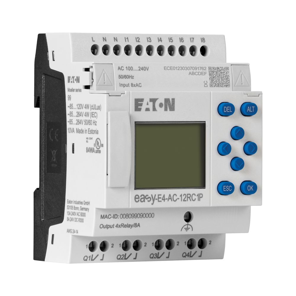 197508-easy-e4-ac-12rc1p Eaton EasyE4 Series Control Relay, Relay Output, 4-Input, Analogue Input