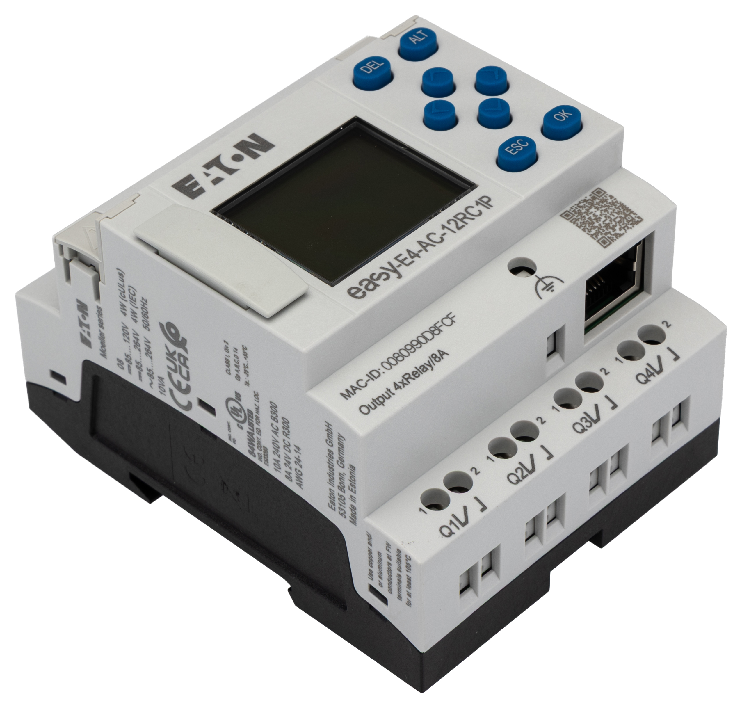 197508-easy-e4-ac-12rc1p Eaton EasyE4 Series Control Relay, Relay Output, 4-Input, Analogue Input