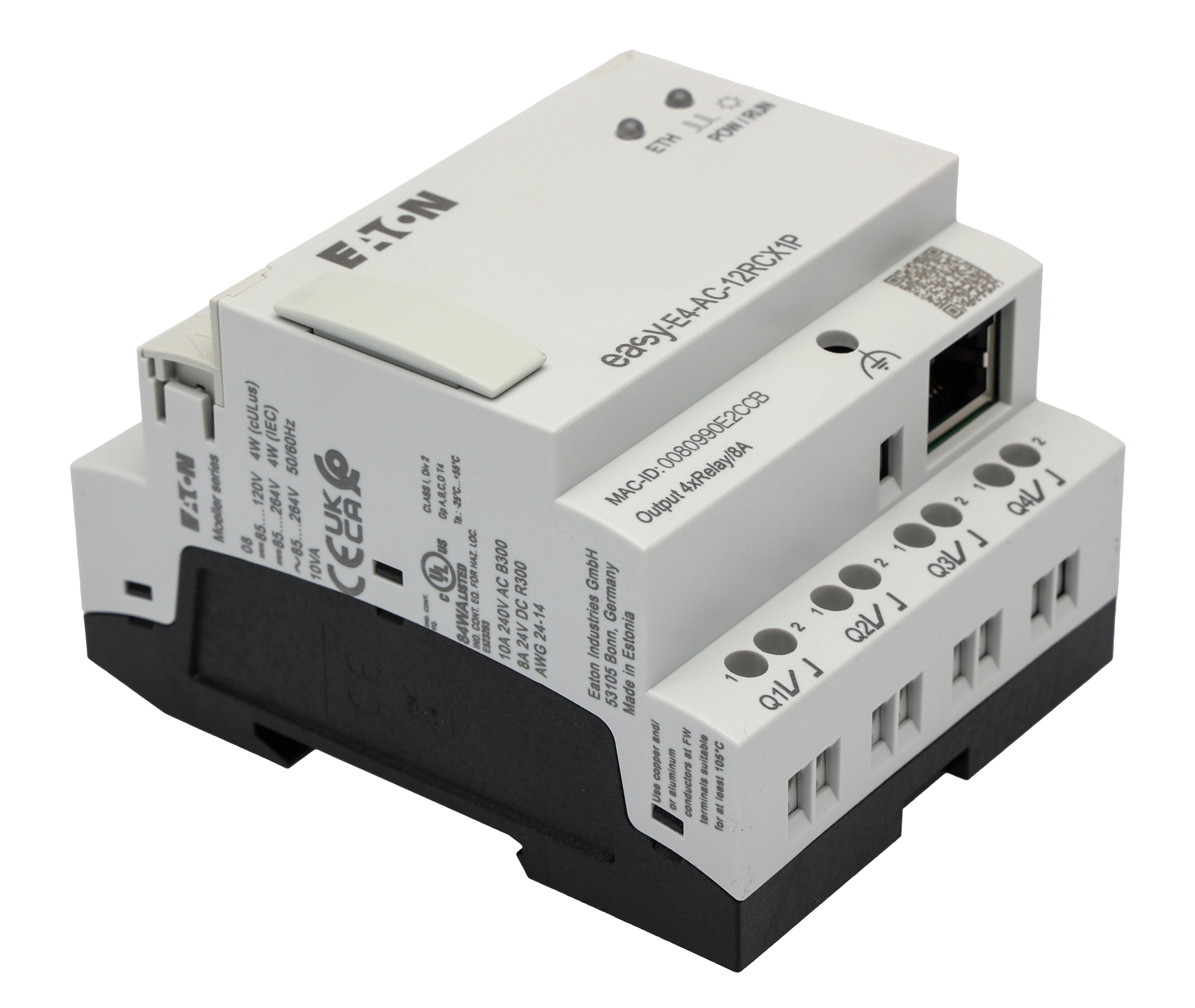 197509-easy-e4-ac-12rcx1p Eaton easyE4 Series Control Relay, Relay Output, 8-Input, Digital Input