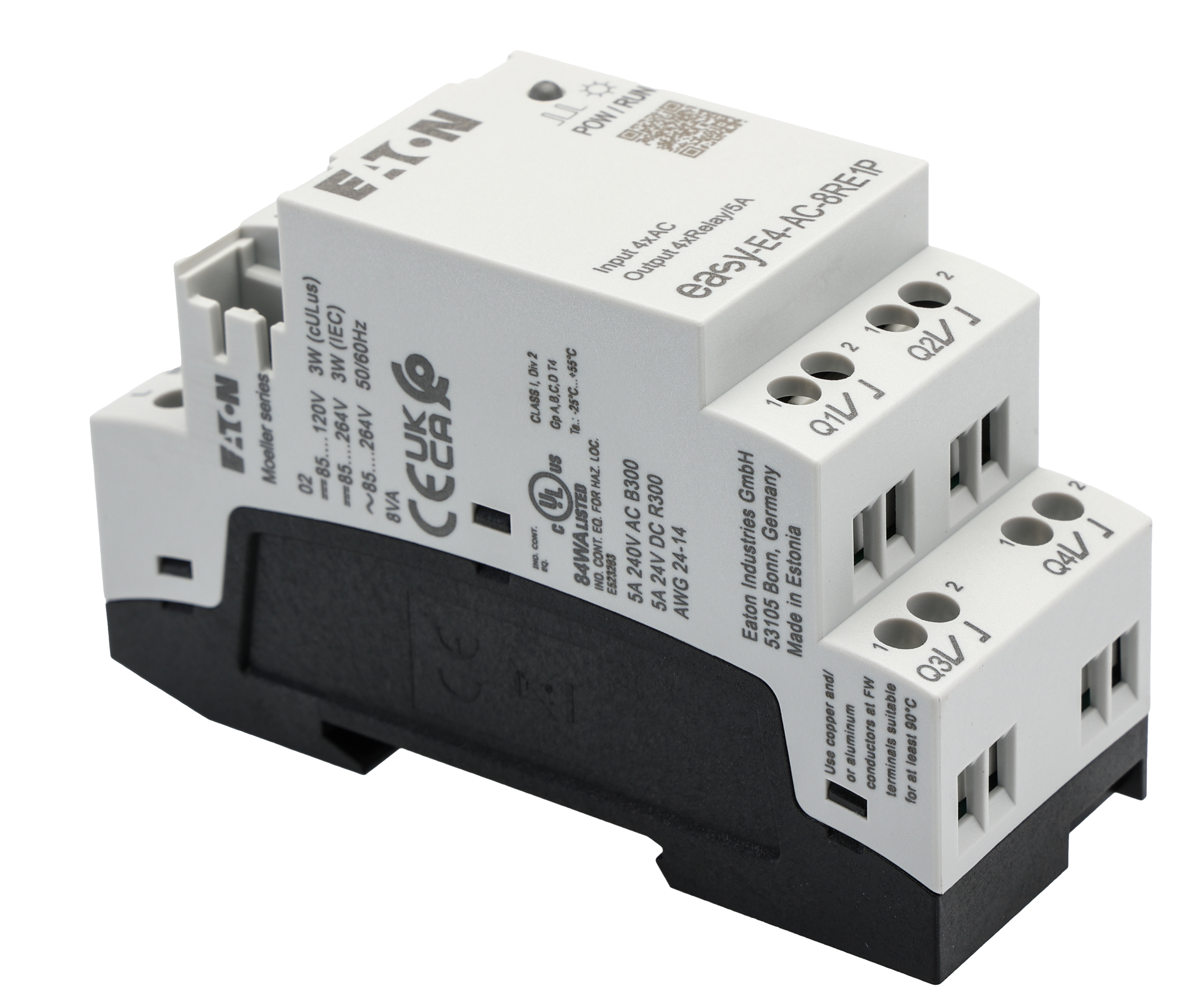 197514-easy-e4-ac-8re1p Eaton easyE4 Series Control Relay, Relay Output, 4-Input, Digital Input