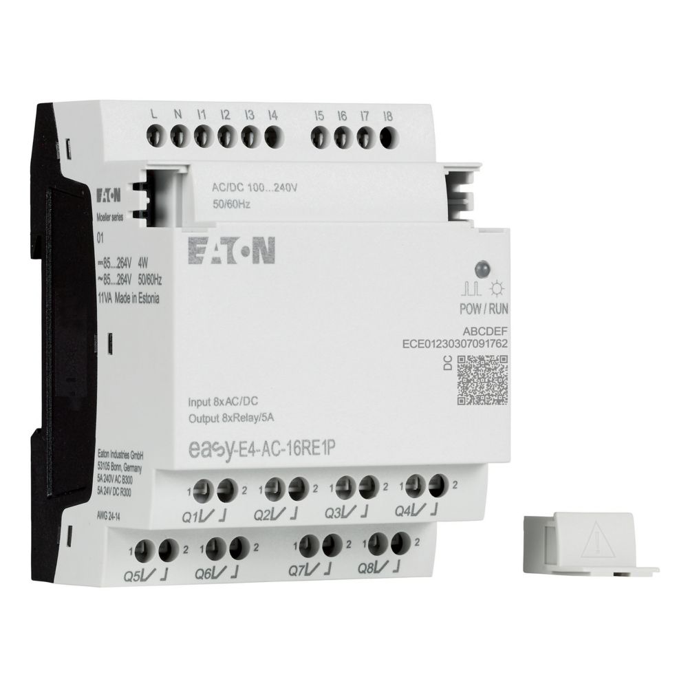 197515-easy-e4-ac-16re1p Eaton easyE4 Series Control Relay, Relay Output, 8-Input, Digital Input