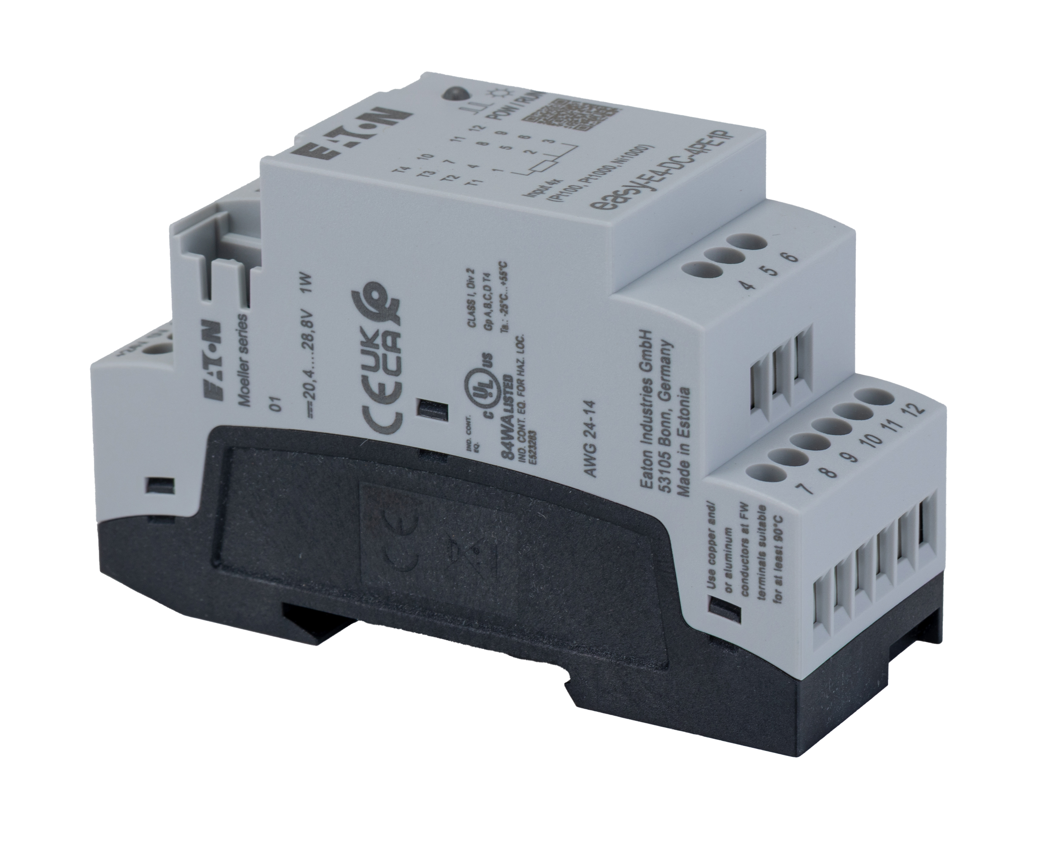 197517-easy-e4-dc-4pe1p Eaton easyE4 Series Control Relay, Relay Output, 4-Input, Analogue Input