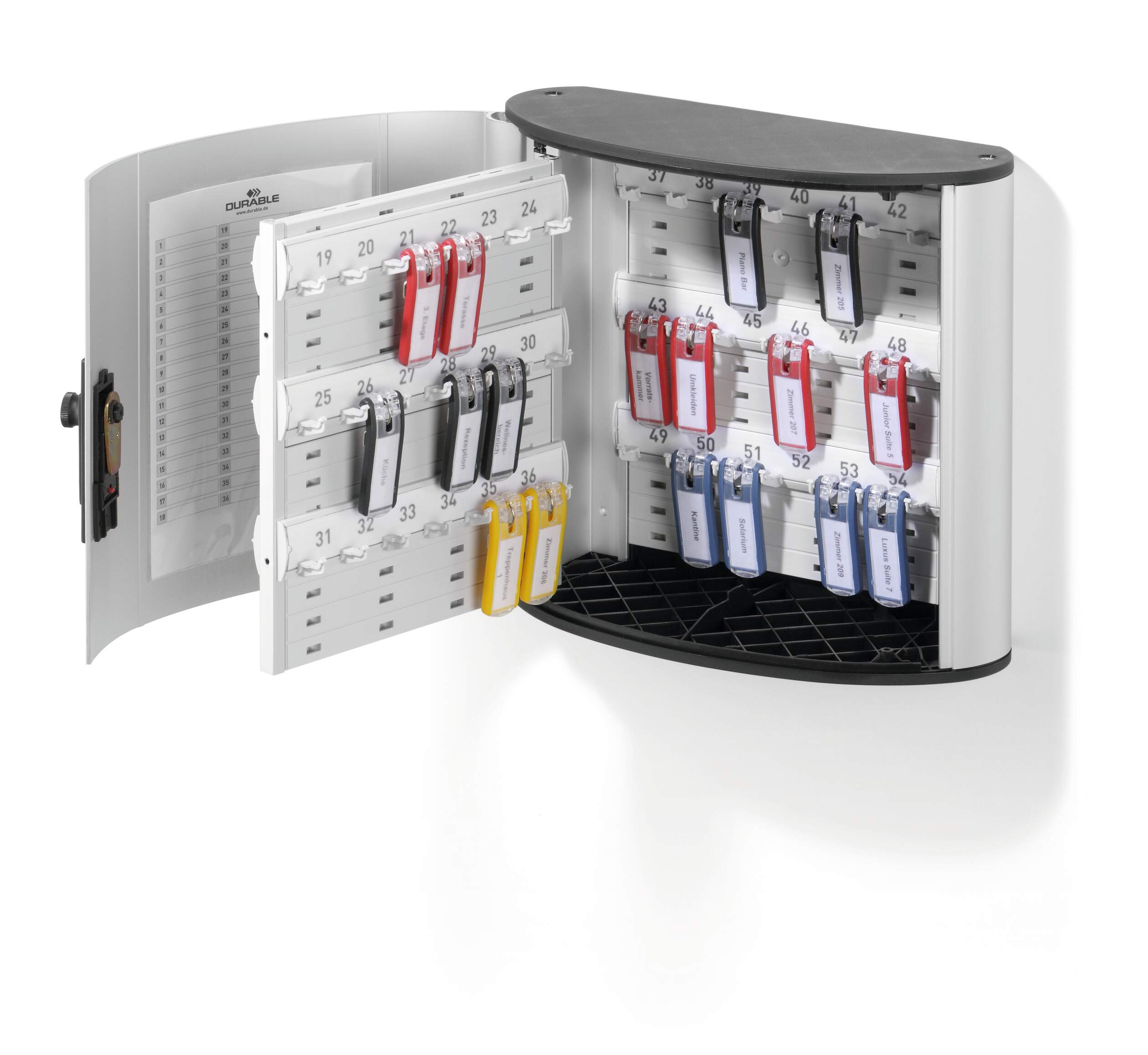 197723 Durable  Silver Aluminium Key Cabinet Wall