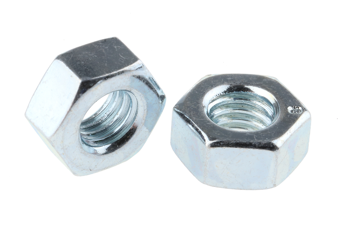 RS PRO, Bright Zinc Steel Hex Nut M6, DIN 934